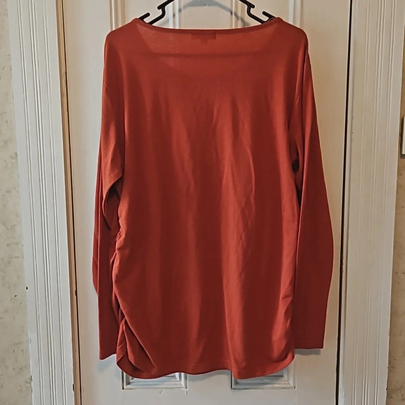 Caramel Long Sleeve Maternity Tee Side Ruching XXL - Picture 6 of 8